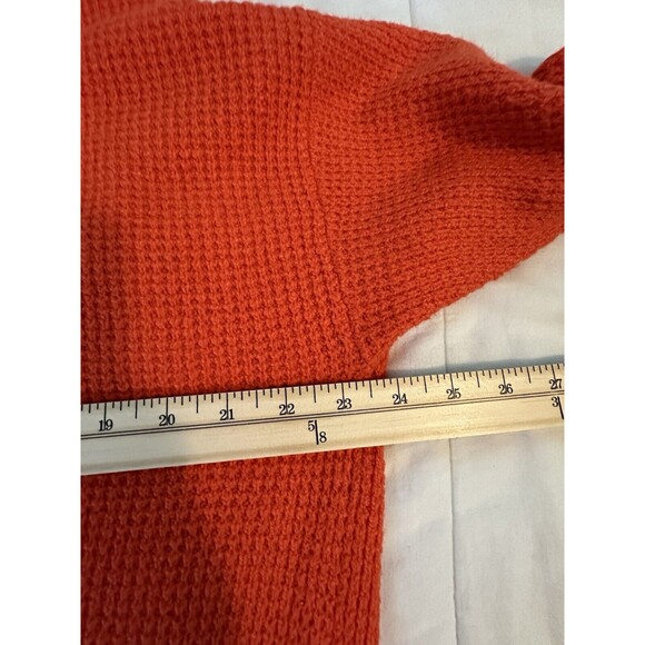 AERIE CozyUp Waffle Quarter Zip Collared Red Orange Sweater XS NWT DEFECT - Picture 8 of 10
